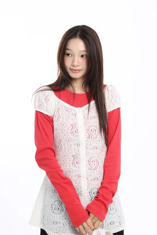 Delicate Fit Lace Punched Long Sleeve Cardigan