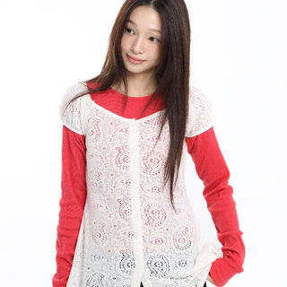 Delicate Fit Lace Punched Long Sleeve Cardigan