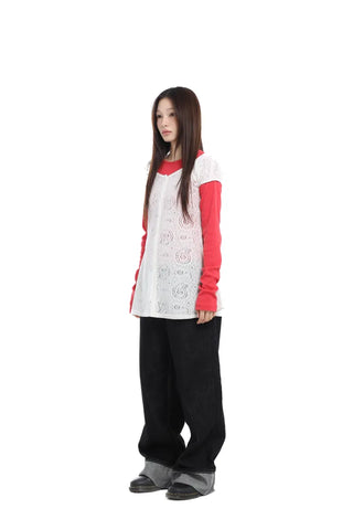Delicate Fit Lace Punched Long Sleeve Cardigan