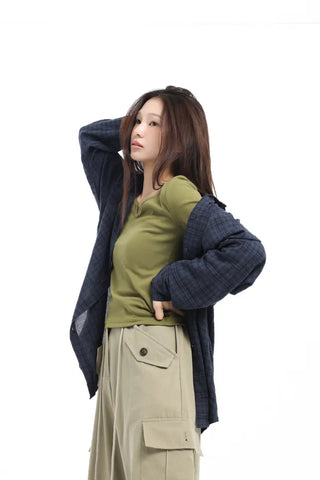 Vintage Mood Oversized Check Shirt