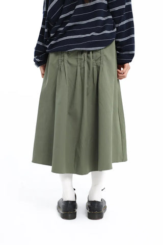 Pintuck Voluminous Layered Khaki Midi Skirt