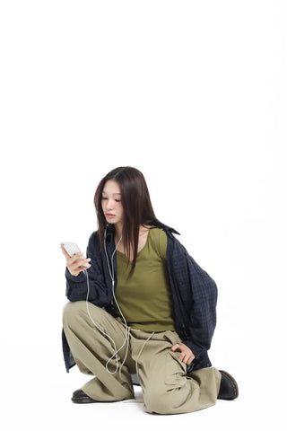Unique Cut-Neck Stretchy Olive T-Shirt