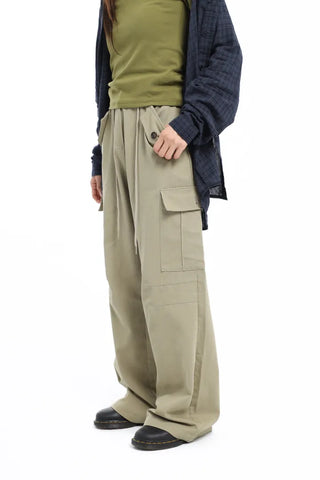 Cargo Pocket Wide Street Khaki Pants