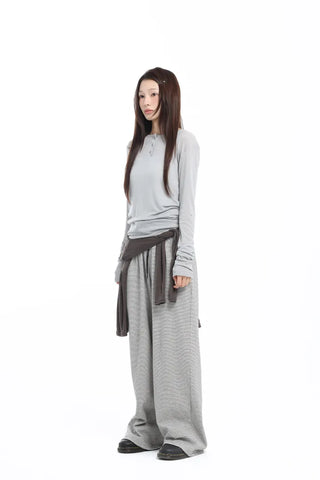 See-through Layered Soft Gray T-shirt
