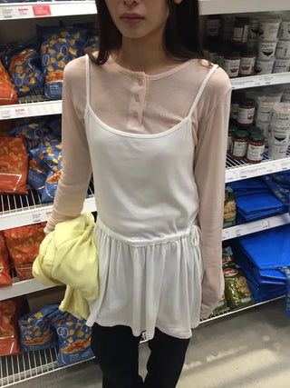 See-through Layered Soft Gray T-shirt