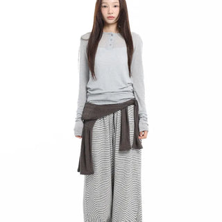 See-through Layered Soft Gray T-shirt
