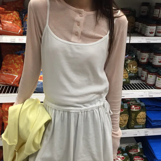 See-through Layered Soft Gray T-shirt