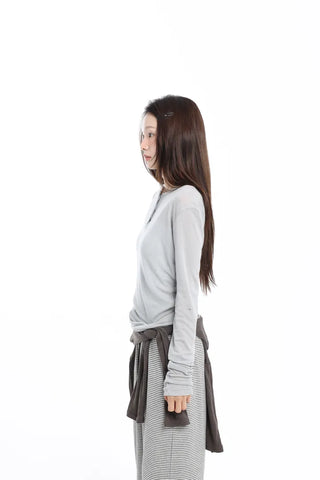 See-through Layered Soft Gray T-shirt