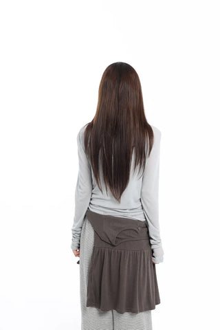 See-through Layered Soft Gray T-shirt