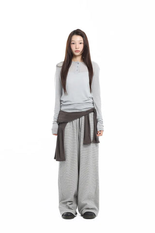 See-through Layered Soft Gray T-shirt