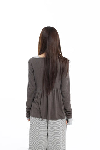 Shirred Drape Soft Brown T-shirt