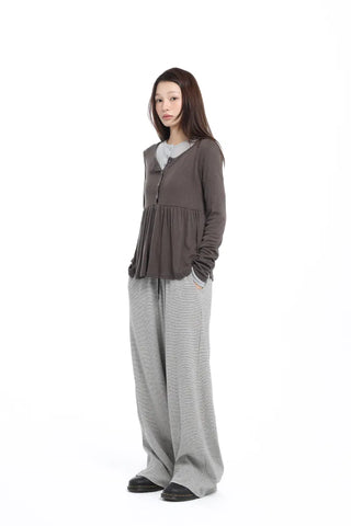 Shirred Drape Soft Brown T-shirt