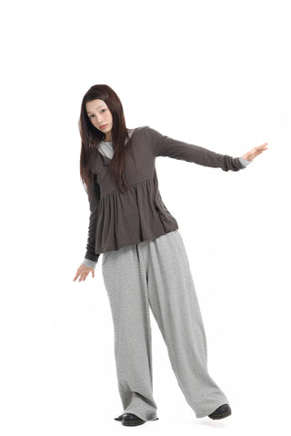 Shirred Drape Soft Brown T-shirt