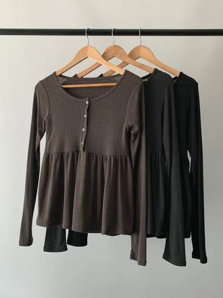 Shirred Drape Soft Brown T-shirt