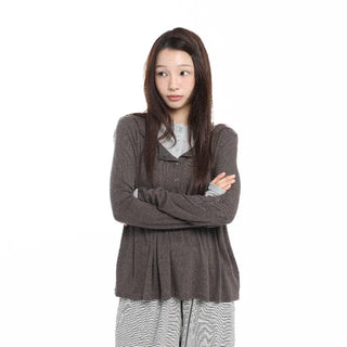 Shirred Drape Soft Brown T-shirt