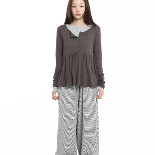 Shirred Drape Soft Brown T-shirt