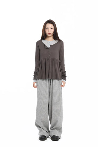 Shirred Drape Soft Brown T-shirt