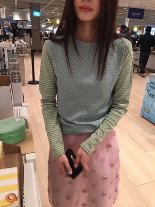 Dot & Stripe Mix Color Block Tee