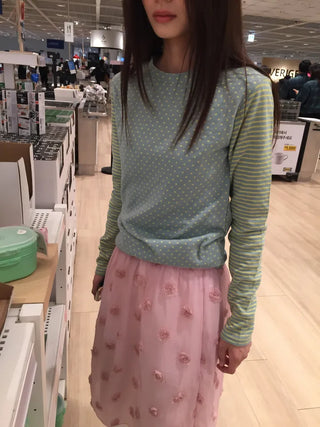 Dot & Stripe Mix Color Block Tee