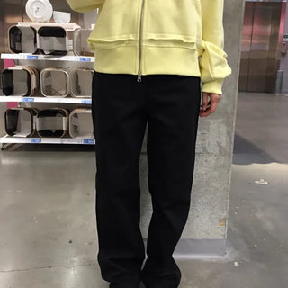 Pintuck Straight Fit Cotton Pants