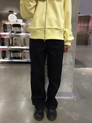 Pintuck Straight Fit Cotton Pants