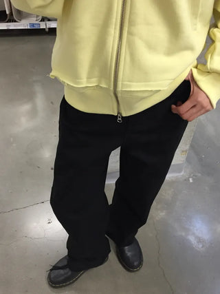 Pintuck Straight Fit Cotton Pants