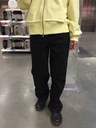 Pintuck Straight Fit Cotton Pants