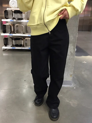 Pintuck Straight Fit Cotton Pants
