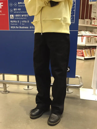 Pintuck Straight Fit Cotton Pants
