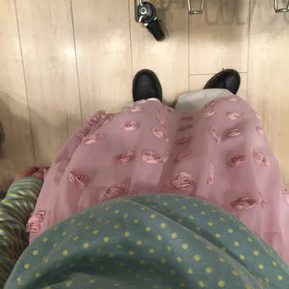 Silky Pink Flower Detail Midi Skirt