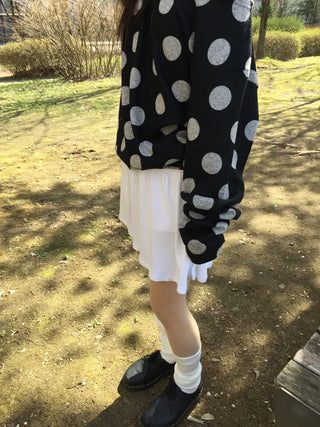 Dot Pattern Off-Shoulder Long Sleeve