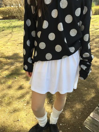 Dot Pattern Off-Shoulder Long Sleeve