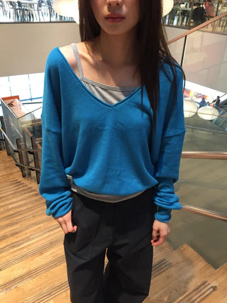 Stretchy V-neck Cardigan + Sleeveless Set