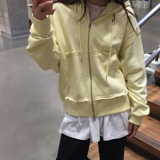 Pastel Yellow Zip-Up Hoodie
