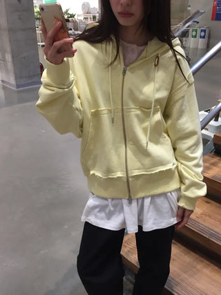 Pastel Yellow Zip-Up Hoodie