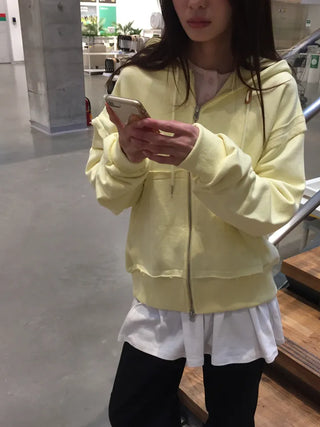 Pastel Yellow Zip-Up Hoodie