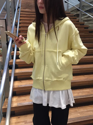 Pastel Yellow Zip-Up Hoodie