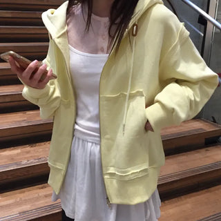 Pastel Yellow Zip-Up Hoodie