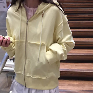 Pastel Yellow Zip-Up Hoodie