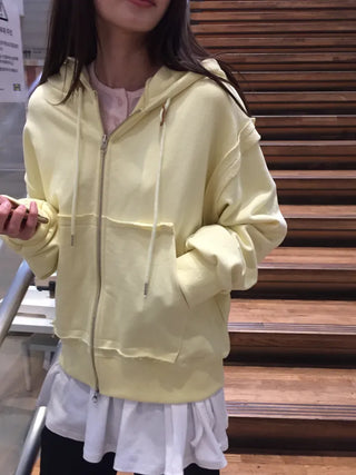 Pastel Yellow Zip-Up Hoodie