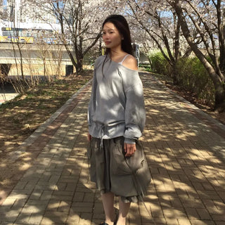 Pintuck Midi Skirt Khaki Skirt