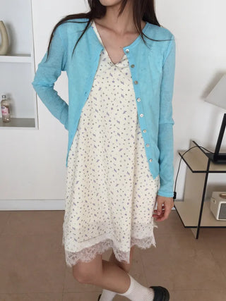 Delicate Fit Linen See-through Cardigan, Summer Knit Top, Outerwear, Prepared for Air Conditioning