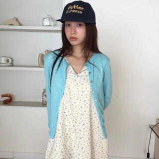Delicate Fit Linen See-through Cardigan, Summer Knit Top, Outerwear, Prepared for Air Conditioning