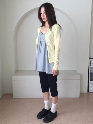 Ribbon Shirred Ribbed Short Sleeve Tee Square Neck Short Sleeve Top Slim Fit Effortless Chic