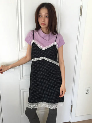 Side Button Collared Short Sleeve T-shirt Pastel Short Sleeve Top Summer Clothes High Teen Look