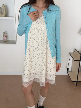 Small Floral Lace Bustier Sleeveless Dress Summer Dress Floral Dress