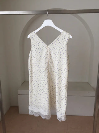 Small Floral Lace Bustier Sleeveless Dress Summer Dress Floral Dress