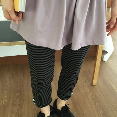 Striped Slim Fit Cropped Pants, Casual Chic, One-mile Wear