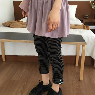 Striped Slim Fit Cropped Pants, Casual Chic, One-mile Wear