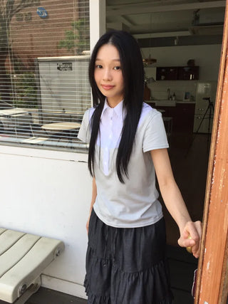 Frilled Tiered Mini Skirt with Elastic Waist Kitsch Vintage Look